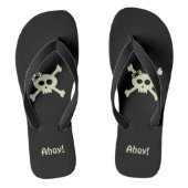 Leuke Pirate schedel en Crossbones Custom Ahoy Zwa Teenslippers (Voetbed)