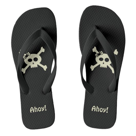 Leuke Pirate schedel en Crossbones Custom Ahoy Zwa Teenslippers (Voetbed)
