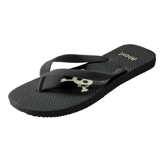 Leuke Pirate schedel en Crossbones Custom Ahoy Zwa Teenslippers (Schuin)