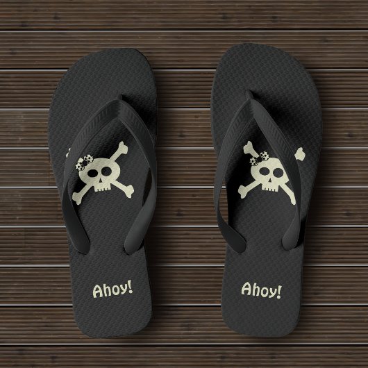 Leuke Pirate schedel en Crossbones Custom Ahoy Zwa Teenslippers