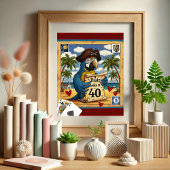 Leuke Pirate speelkaarten Parrot Beach Poster