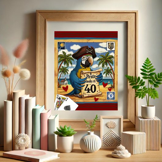 Leuke Pirate speelkaarten Parrot Beach Poster