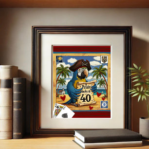 Leuke Pirate speelkaarten Parrot Beach Poster