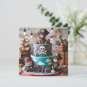 LEUKE PIRATEN THEMA KINDEREN VERJAARDAGSTAART KAART (Staand voorkant)