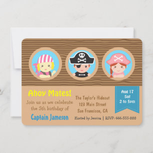 Leuke Piraten Thema Verjaardagsfeestje Kaart