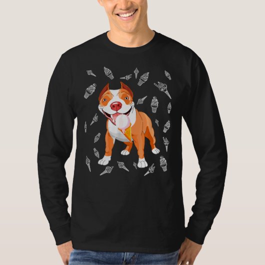 Leuke Pitbull Ice Cream Lover Grappige Ice Cream C T-shirt (Voorkant)
