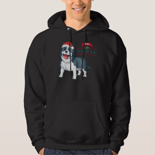 Leuke Pitbull Met Santa Hoed Merry Pitmas Hoodie (Voorkant)