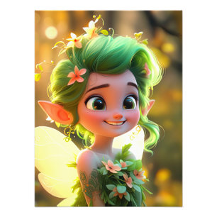 Leuke Pixie Elf met groen haar Foto Afdruk