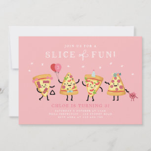 Leuke Pizza Feest Verjaardagsuitnodiging, Plakje P Kaart