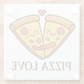 Leuke Pizza Liefde Sticker Glazen Onderzetter (Achterkant)