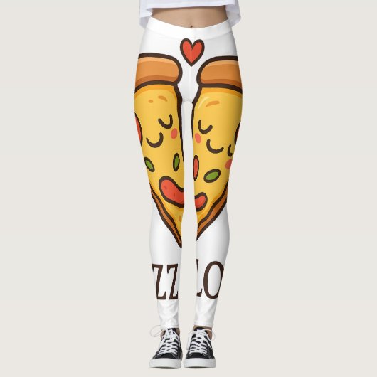 Leuke Pizza Liefde Sticker Leggings (Voorkant)