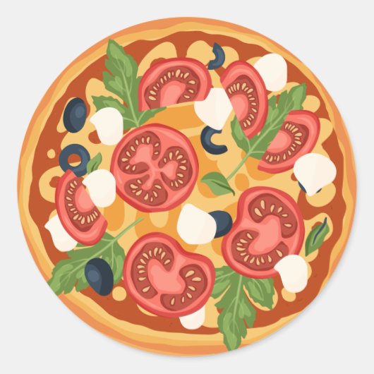 Leuke pizza liefhebbers eten ronde sticker (Voorkant)