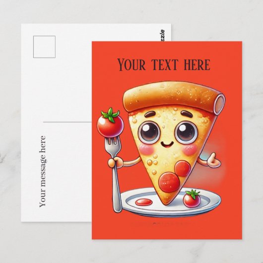 Leuke pizza liefhebbers tekst toevoegen briefkaart (Voorkant / Achterkant)
