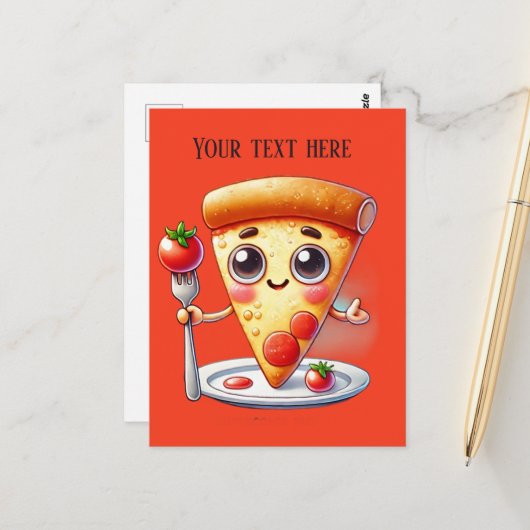 Leuke pizza liefhebbers tekst toevoegen briefkaart (Voorkant / Achterkant in situ)