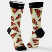 Leuke Pizza Sneden Print met Aangepaste Naam Crew  Sokken (Gebogen)