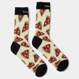 Leuke Pizza Sneden Print met Aangepaste Naam Crew  Sokken