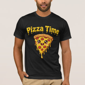 Leuke Pizza Tijd T-Shirt - Kawaii Druppende Kaas P