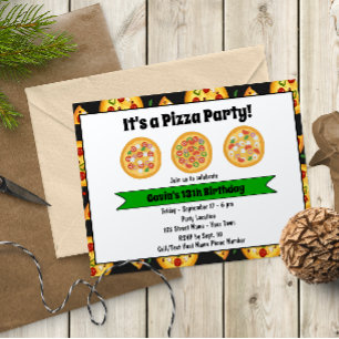 Leuke Pizza Verjaardagsfeestuitnodiging Kaart