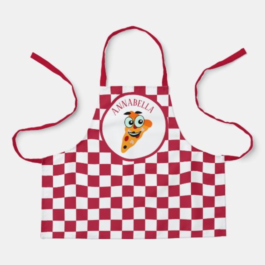 Leuke pizza Voeg naam kinder keuken Schort (Voorkant)