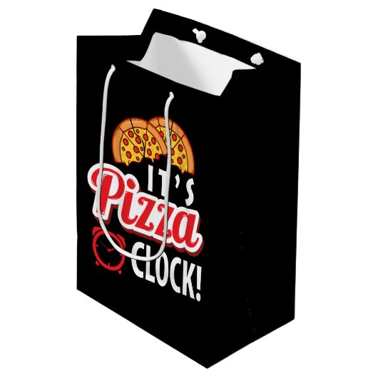 Leuke pizzapartij woordkunst medium cadeauzakje (Voorkant Gekanteld)