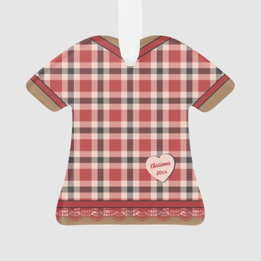 Leuke Plaid Doll Jurk met Kant Custom Ornament (achterkant)
