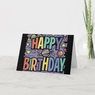 Leuke planeten en sterren Happy Birthday Kaart