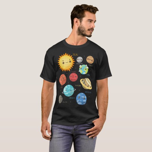 Leuke Planeten Kinder Idee Wetenschap Astronomie T-shirt (Voorkant volledig)