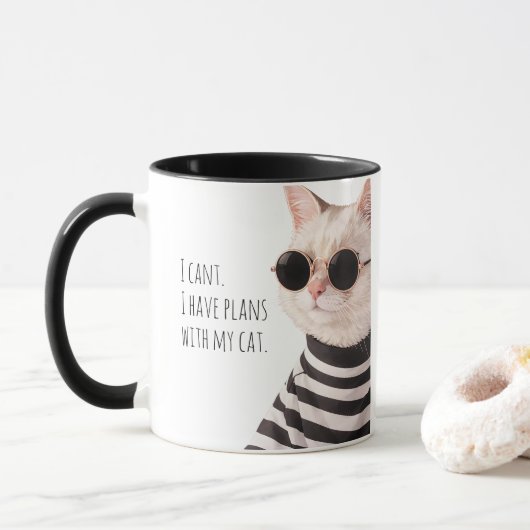 Leuke plannen met mijn kat Cute Drawing Typografie Mok (Met donut)