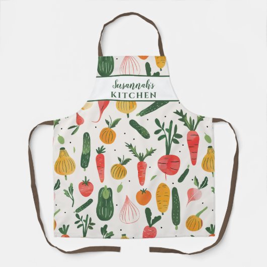 Leuke plantaardige illustratie Vrouw Schort (Voorkant)