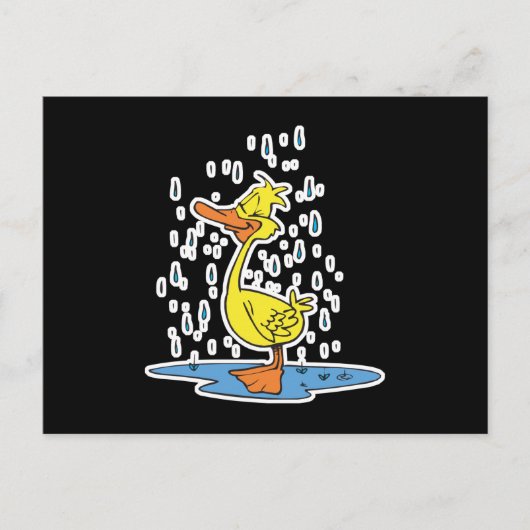 leuke plas eend in de regen briefkaart (Voorkant)