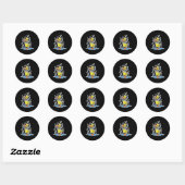 leuke plas eend in de regen ronde sticker (Vel)