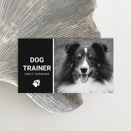 Leuke pluizige hond foto hond trainer zwart-wit visitekaartje