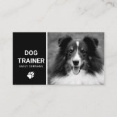 Leuke pluizige hond foto hond trainer zwart-wit visitekaartje (Voorkant)