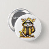 Leuke pluizige kat herfst esthetiek ronde button 5,7 cm (Voorkant /achterkant)