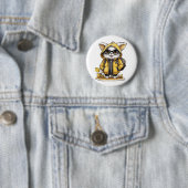 Leuke pluizige kat herfst esthetiek ronde button 5,7 cm (In situ)