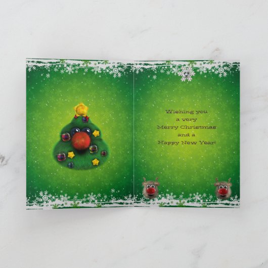 Leuke Pluizige Kerstmis steekt Kaart aan (Binnen)