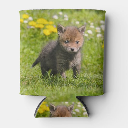 Leuke pluizige rode vos welp baby dier grappig - blikjeskoeler (Voorkant)