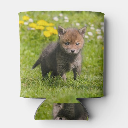 Leuke pluizige rode vos welp baby dier grappig - blikjeskoeler (Achterkant)