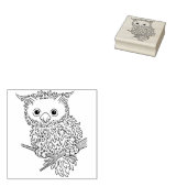 Leuke pluizige Uil op tak Rubber Stamp Rubberstempel (Gestempeld)