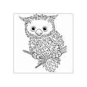 Leuke pluizige Uil op tak Rubber Stamp Rubberstempel (Afrduk)