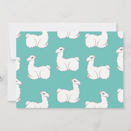 Leuke pluizige witte lama geboorte aankondiging (Achterkant)