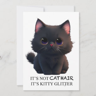 Leuke pluizige zwarte kat kaart