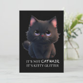 Leuke pluizige zwarte kat kaart (Staand voorkant)