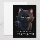 Leuke pluizige zwarte kat kaart (Voorkant / Achterkant)