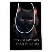 Leuke pluizige zwarte kat medium cadeauzakje (Voorkant)