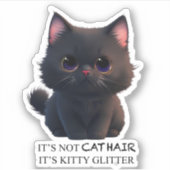 Leuke pluizige zwarte kat sticker (Voorkant)