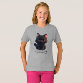 Leuke pluizige zwarte kat t-shirt (Voorkant volledig)