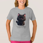 Leuke pluizige zwarte kat t-shirt (Voorkant)