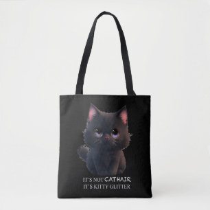 Leuke pluizige zwarte kat tote bag