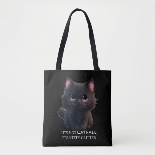 Leuke pluizige zwarte kat tote bag (Voorkant)